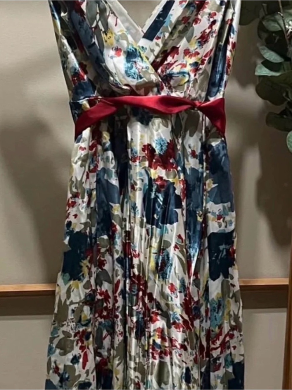 Lapis Multicolor Floral Maxi Dress with Red Sash - Picture 4 of 4